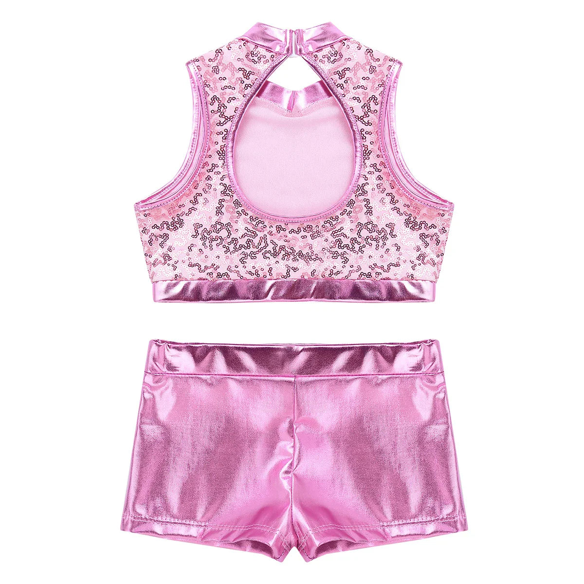 Girls Dance Costume Sequin Crop Top & Shorts Set (Age 6-12 YRS)