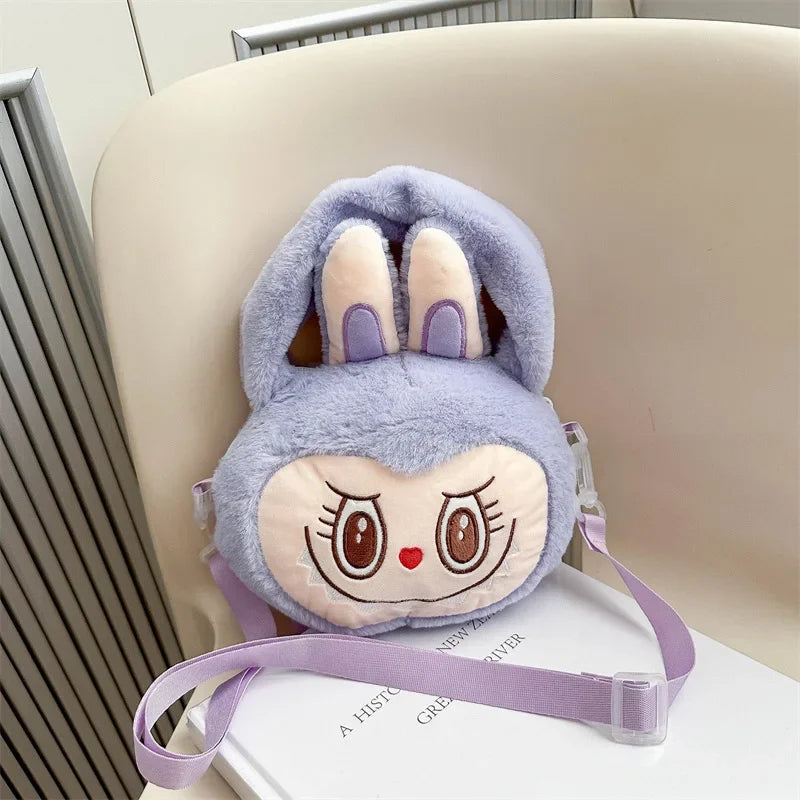Labubu Plush Crossbody Bag | Soft Kawaii Shoulder Bag with Zipper