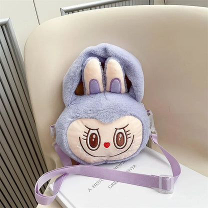 Labubu Plush Crossbody Bag | Soft Kawaii Shoulder Bag with Zipper