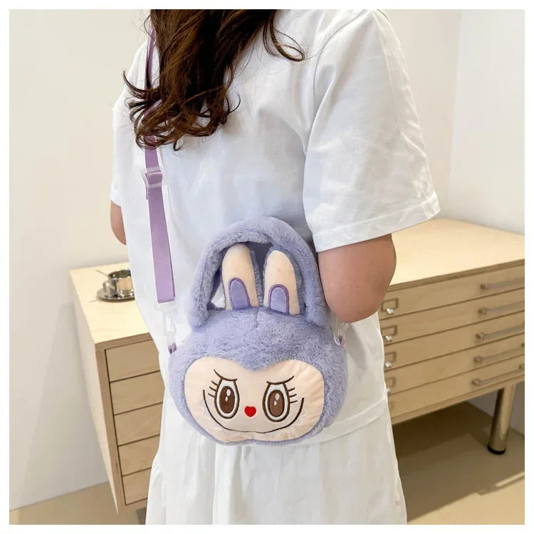 Labubu Plush Crossbody Bag | Soft Kawaii Shoulder Bag with Zipper