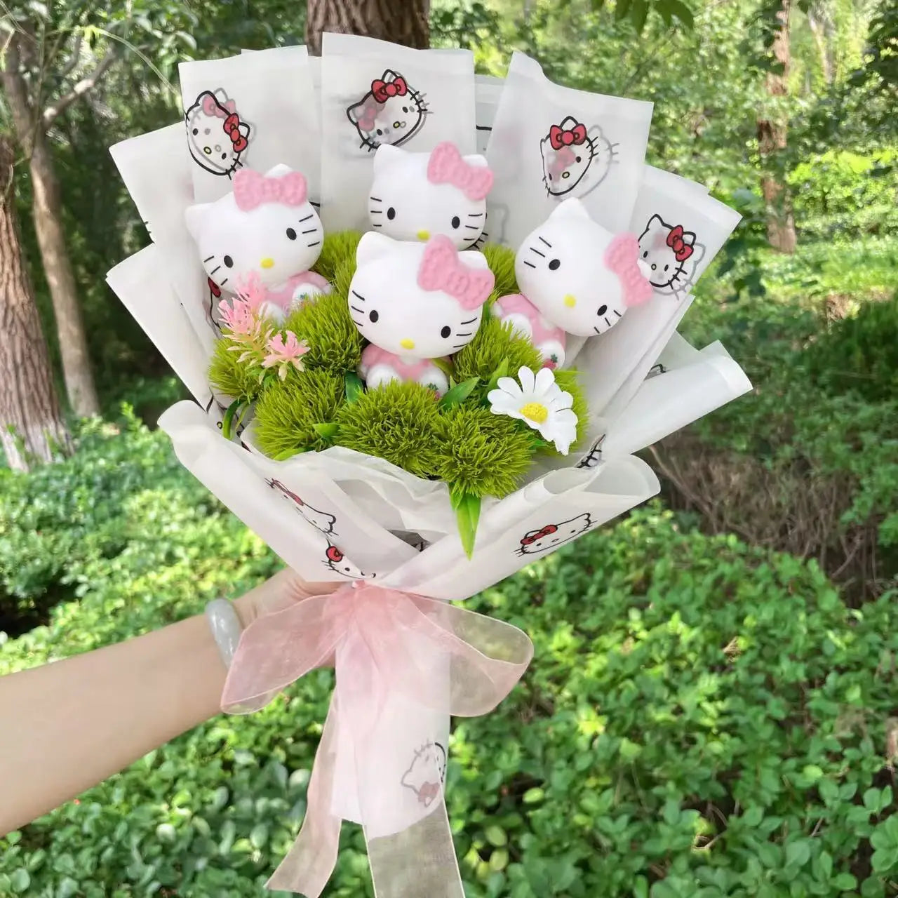 Plush Miss Kitty Stuffed Gift Flower Bouquet