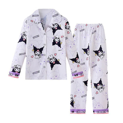 Girls/Boys Kuromi Pattern Pyjamas, (Age 5-11 YRS) A-Kuromi Set