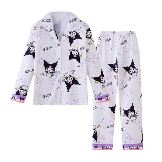 Girls/Boys Kuromi Pattern Pyjamas, (Age 5-11 YRS) A-Kuromi Set