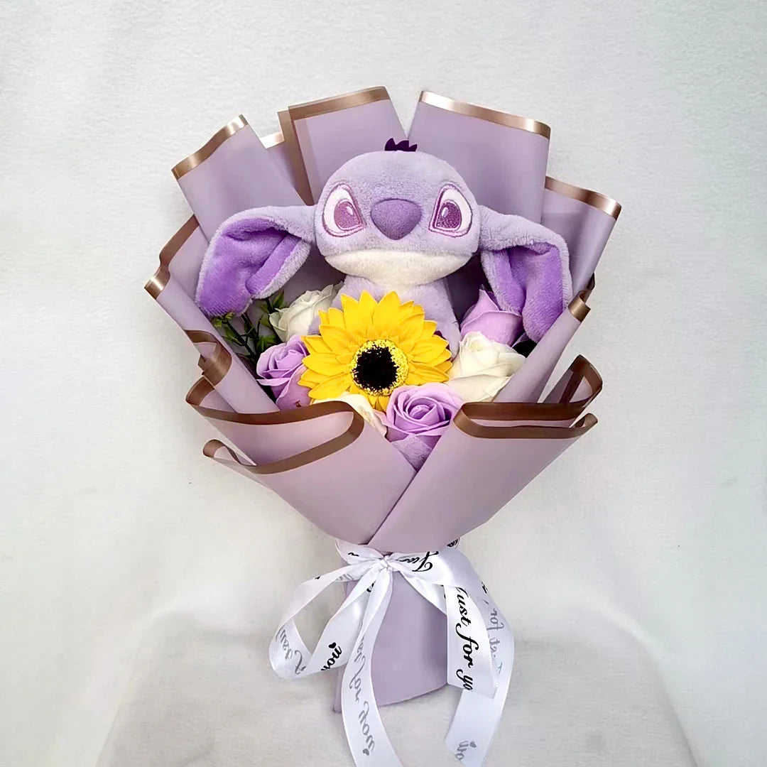 Lilo & Stitch Plush Bouquet – Sunflower & Rose Arrangement