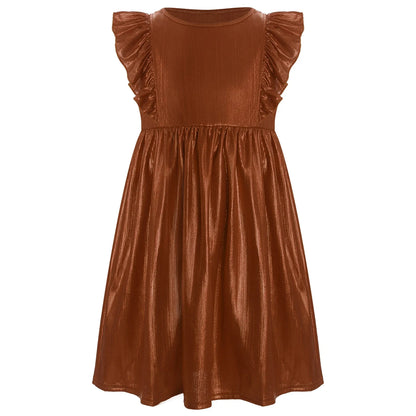 Girls Metallic Sleeveless Ruffles A-Line Dress (Age 24M-10YRS)