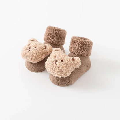 Baby Bear Cotton Anti-Slip Socks Khaki 1-3 ( M )