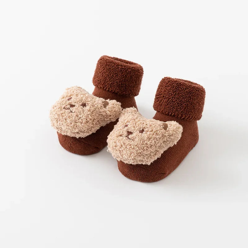 Baby Bear Cotton Anti-Slip Socks Brown