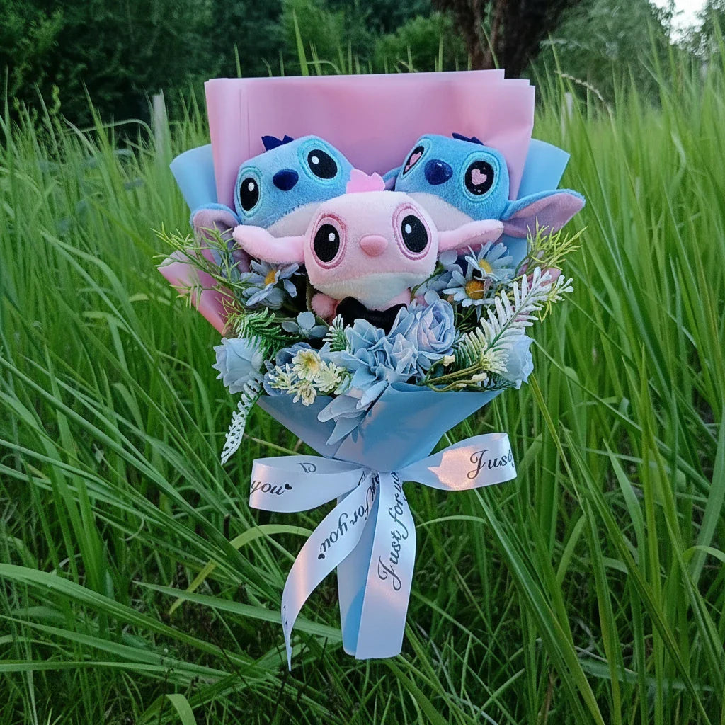 Disney Lilo & Angel Plush Bouquet | Cute Anime Stitch Plush Dolls - Valentines Gift Multi 1