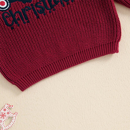 Baby Girls/Boys Christmas Tractor Ribbed Jumper (Age 3M-18M)