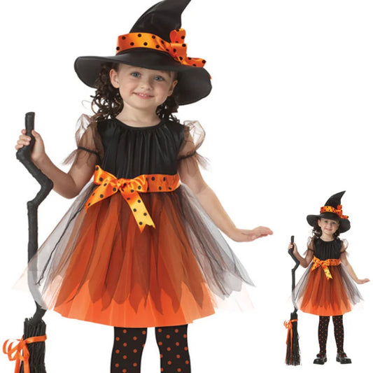 Children's Role-playing Witch Costumes Baby Girls Halloween Costumes Cosplay Costumes Kids Dress Performance Costumes