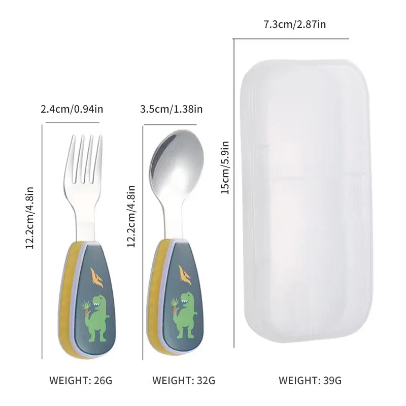 Toddler Cute Utensils Feeding Spoon And Fork Set Stainless Steel