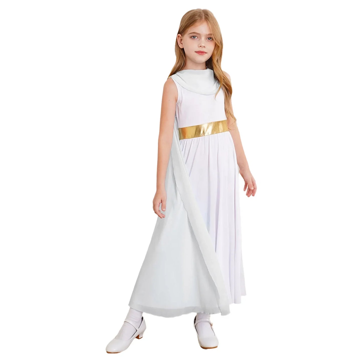 Girls Roman Grecian Athena Split Costume Dress (Age 6-16 YRS)