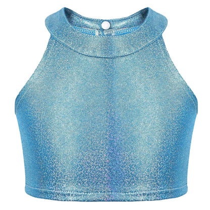 Girls Metallic Shiny Sleeveless Crop Top (Age 24M-16 YRS)
