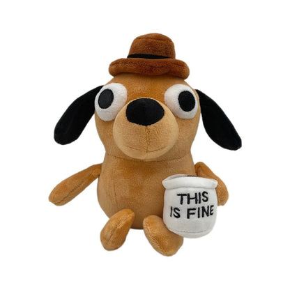 Plush This Is Fine Meme Coffee Dog Stuffed Toy - 25cm