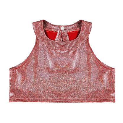 Girls Metallic Shiny Sleeveless Crop Top (Age 24M-16 YRS)