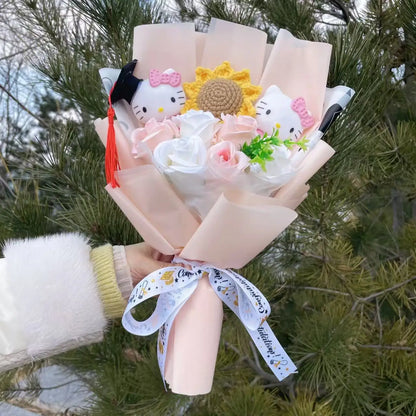 Plush Miss Kitty Stuffed Gift Flower Bouquet