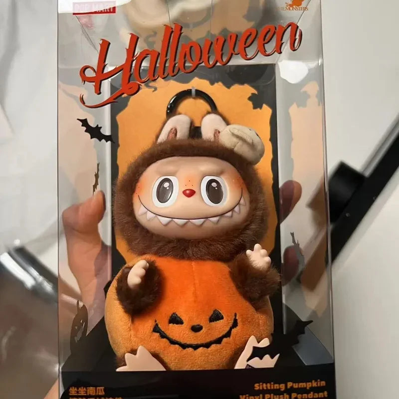 POP MART Labubu Happy Halloween Party Series-Sitting Pumpkin Vinyl Plush Pendant