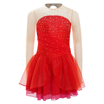 Girls Ballet Dance Rhinestone Long Sleeve Gymnastics Leotard (Age 6-16 YRS)