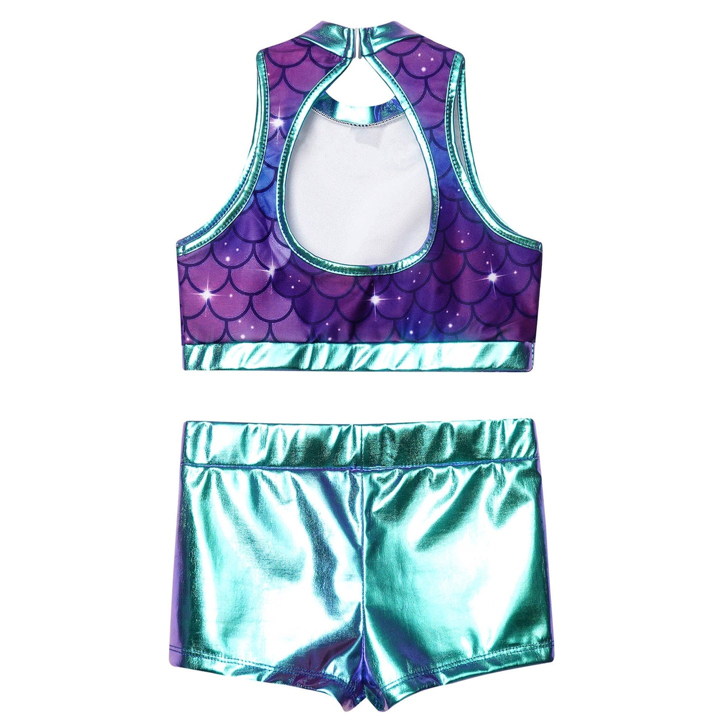 Girls Dance Costume Sequin Crop Top & Shorts Set (Age 6-12 YRS)