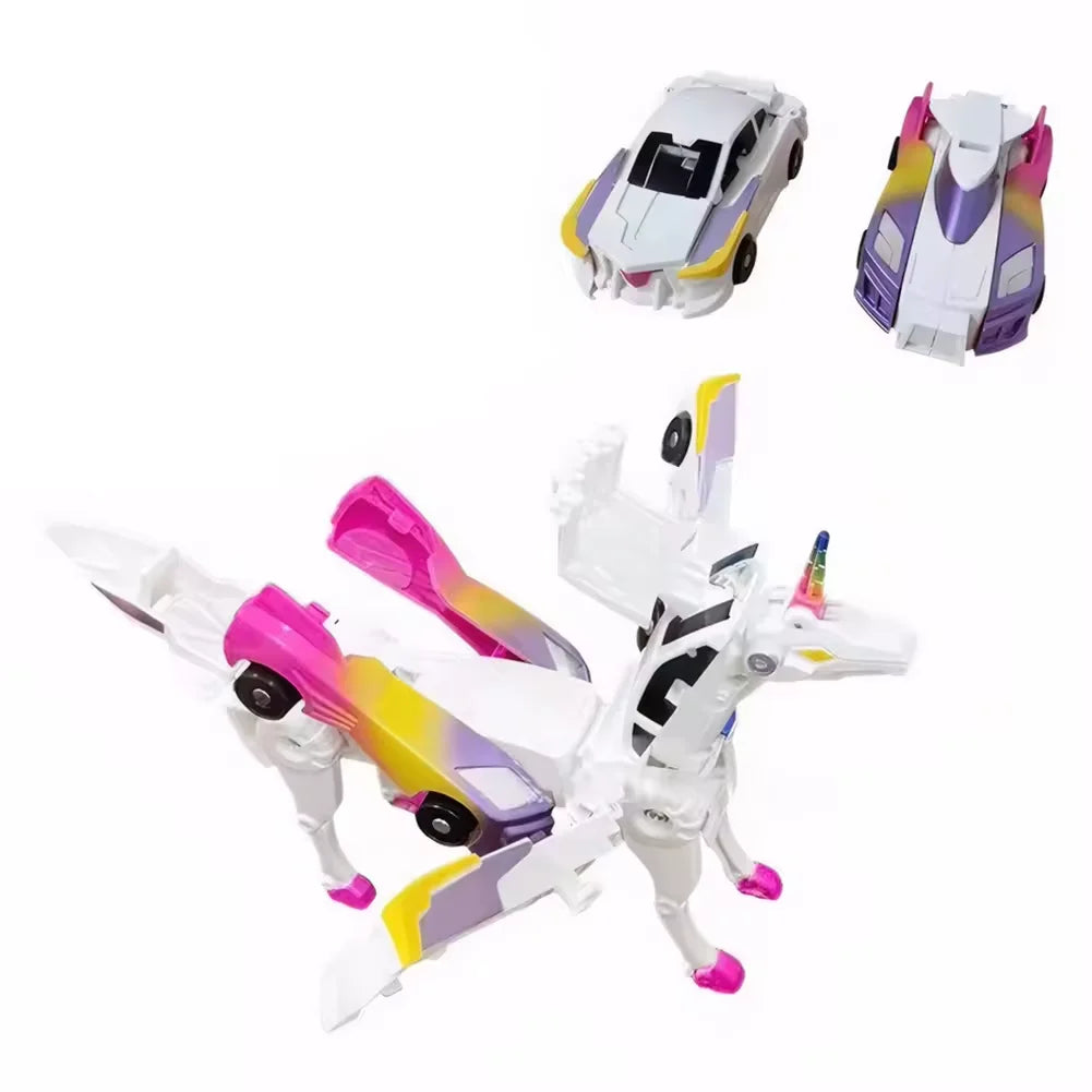Unicorn Transformer Magic Car Toy â€“ 2-in-1 Magnetic Collision Vehicle | DIY Transforming Robot Multicolor D