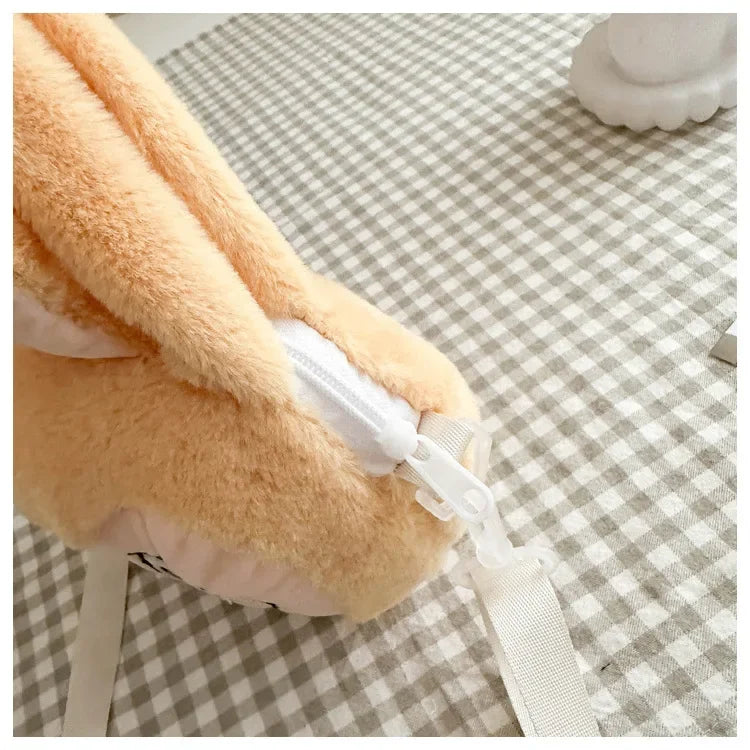 Labubu Plush Crossbody Bag | Soft Kawaii Shoulder Bag with Zipper