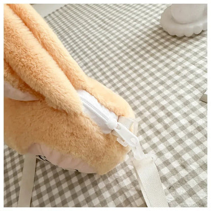 Labubu Plush Crossbody Bag | Soft Kawaii Shoulder Bag with Zipper