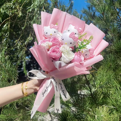 Plush Miss Kitty Stuffed Gift Flower Bouquet