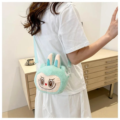 Labubu Plush Crossbody Bag | Soft Kawaii Shoulder Bag with Zipper