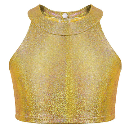 Girls Metallic Shiny Sleeveless Crop Top (Age 24M-16 YRS)