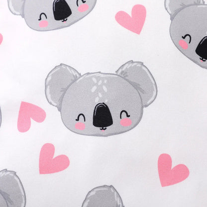 Baby Girls Koala Print White Long-Sleeve Ruffle Snap-up Jumpsuit (Age Newborn-18M)