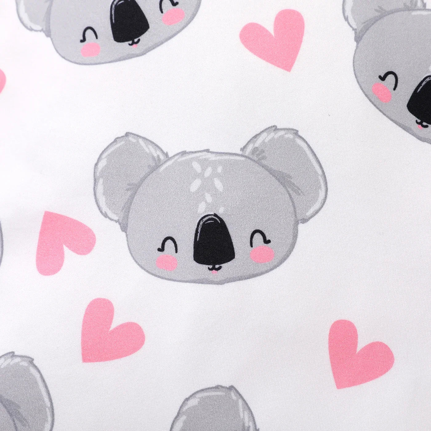 Baby Girls Koala Print White Long-Sleeve Ruffle Snap-up Jumpsuit (Age Newborn-18M)