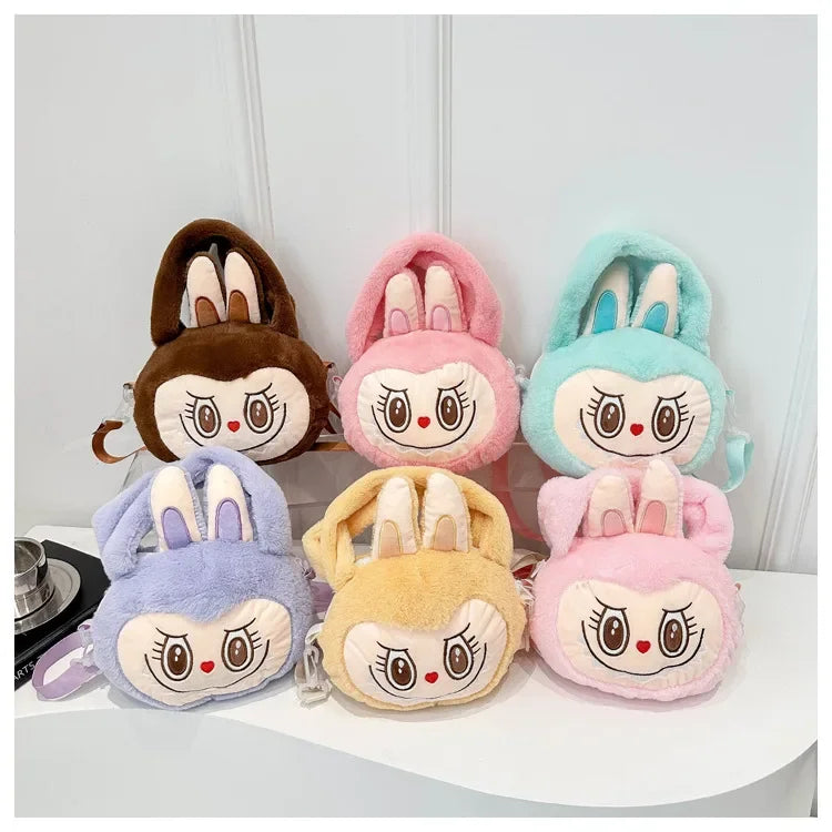 Labubu Plush Crossbody Bag | Soft Kawaii Shoulder Bag with Zipper