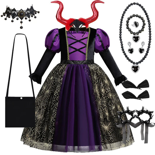 Girls Witch Dress & Accessories Costume (Age 24M-10YRS)