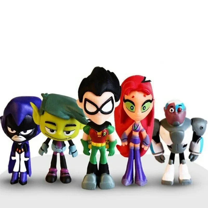 Teen Titans 5-Piece Hand Doll Model Set – Beast Boy, Steel, Spark, Crow & More