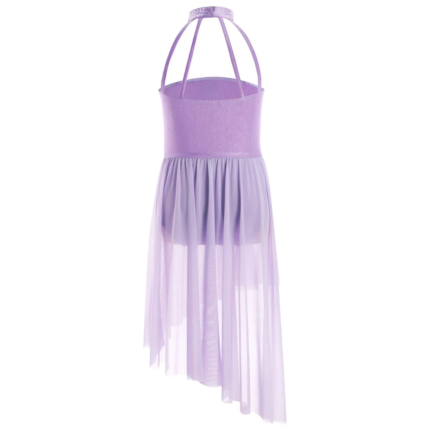 Girls Dance Sleeveless Rhinestones Applique Dress (Age 6-14 YRS)