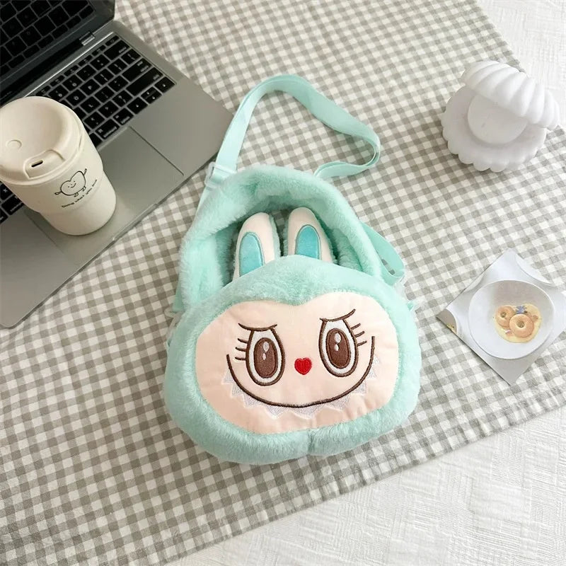 Labubu Plush Crossbody Bag | Soft Kawaii Shoulder Bag with Zipper Green