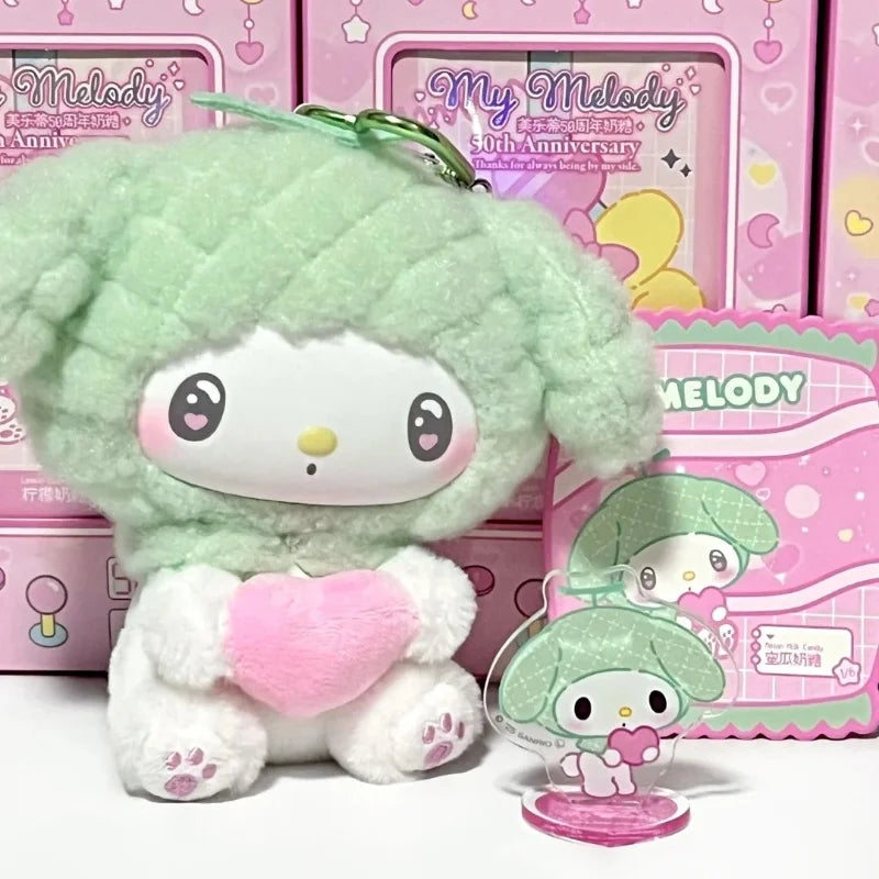 Miniso Top Toy Sanrio My Melody 50th Anniversary Milk Candy Series Plush Keychains Single Blind Box