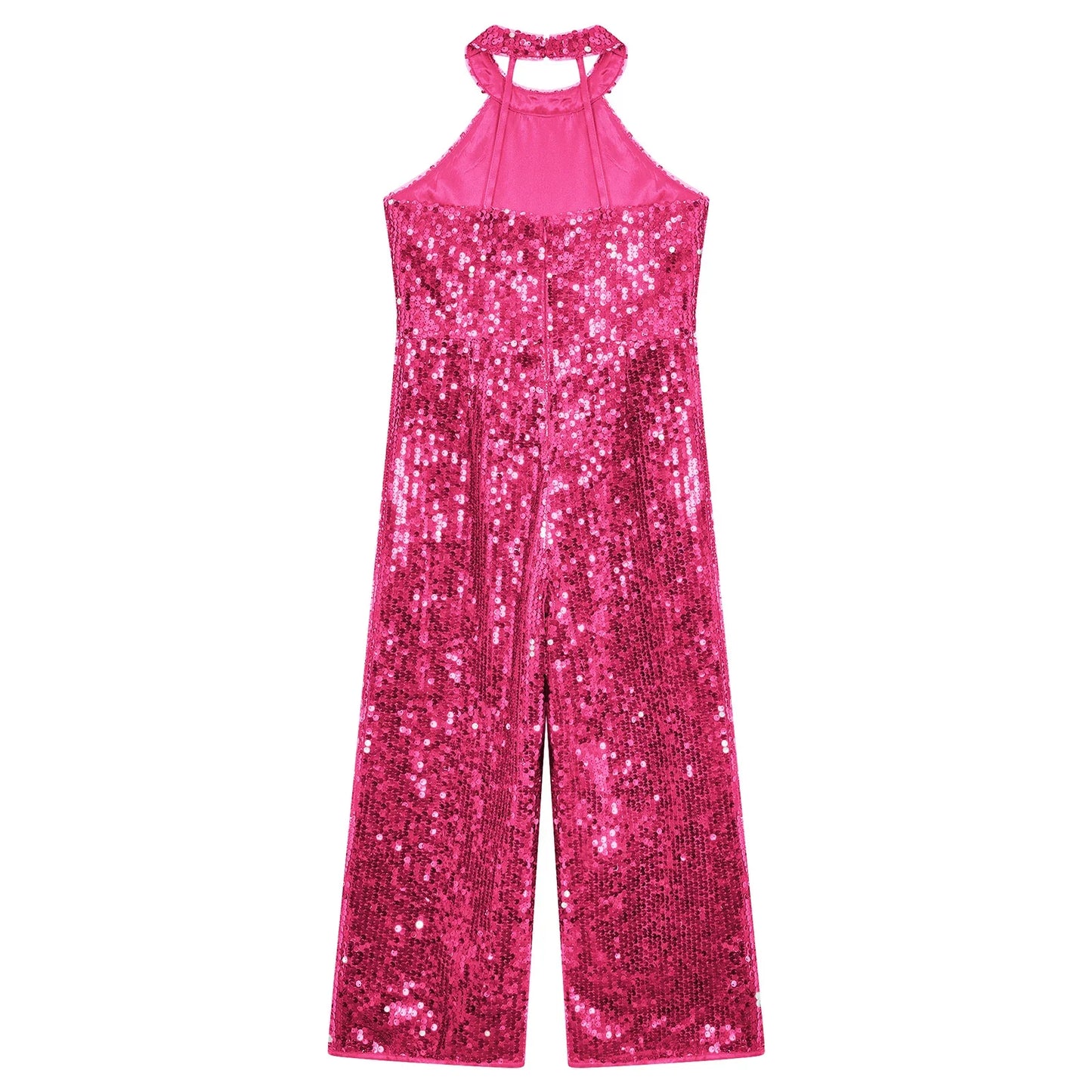 Girls Dance Sequin Sleeveless Halter Jumpsuit (Age 6-14YRS)