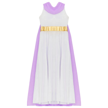 Girls Roman Grecian Athena Split Costume Dress (Age 6-16 YRS)
