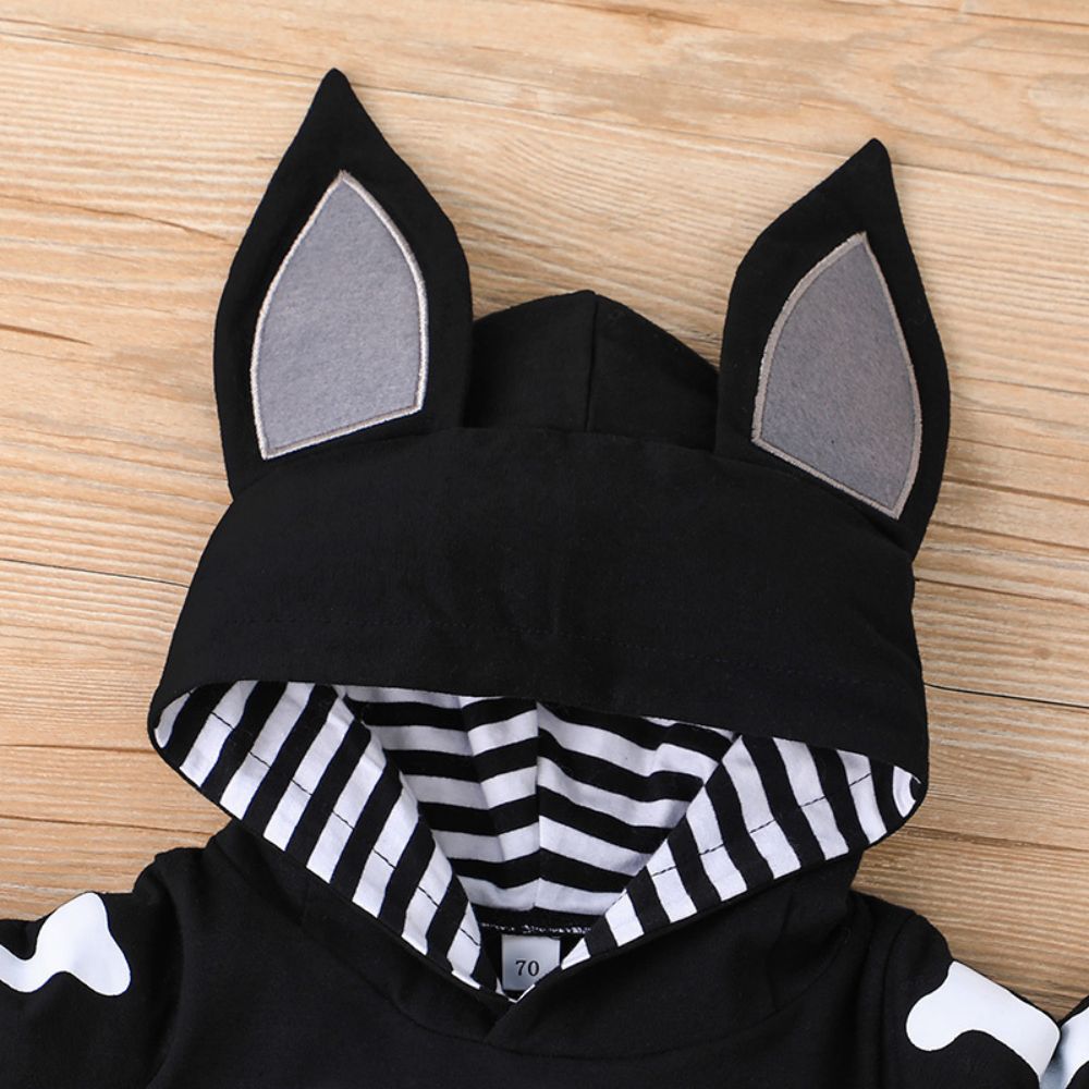 Baby Black Skeleton Bat Halloween Costume (Age Newborn - 12M)
