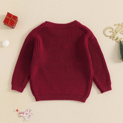 Baby Girls/Boys Christmas Tractor Ribbed Jumper (Age 3M-18M)