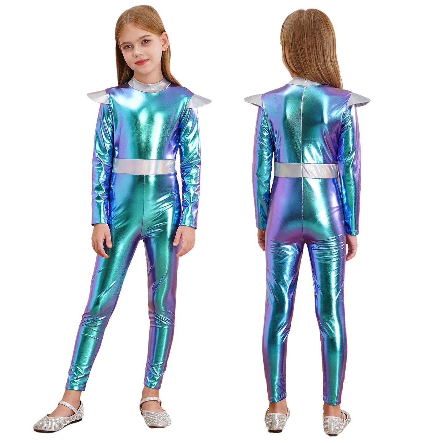 Girls Alien Robot Costume Jumpsuit (Age 6-16 YRS)