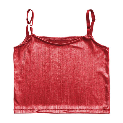Girls Metallic Shiny Vest Crop Top (Age 24M-16 YRS)