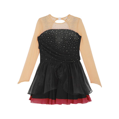 Girls Ballet Dance Rhinestone Long Sleeve Gymnastics Leotard (Age 6-16 YRS)