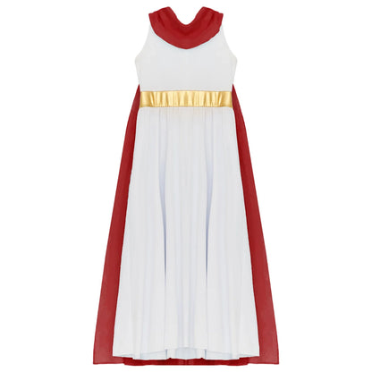 Girls Roman Grecian Athena Split Costume Dress (Age 6-16 YRS)