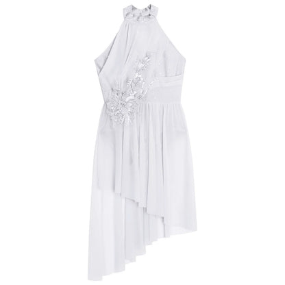 Girls Dance Sleeveless Rhinestones Applique Dress (Age 6-14 YRS)