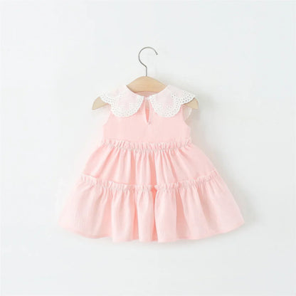 Baby/Toddler Girls Sleeveless Ruffle Collar Dress (Age 9M-4YRS)