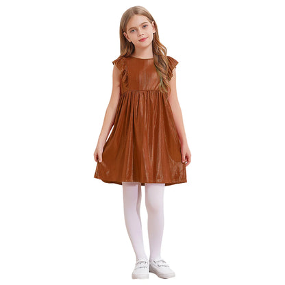 Girls Metallic Sleeveless Ruffles A-Line Dress (Age 24M-10YRS)