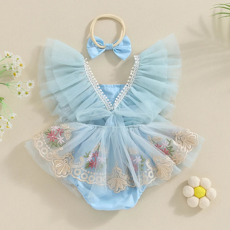Baby Girls Embroidered Romper (Age 3M-24M)