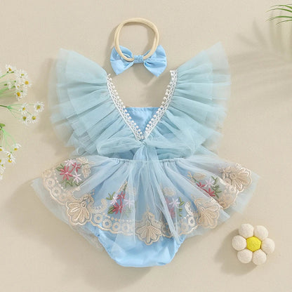 Baby Girls Embroidered Romper (Age 3M-24M)